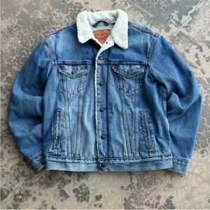 Levi's Blue Denim Sherpa Trucker Jacket